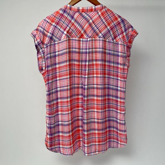 GAP Red and Purple Plaid Women's Top - Picture 5 of 6